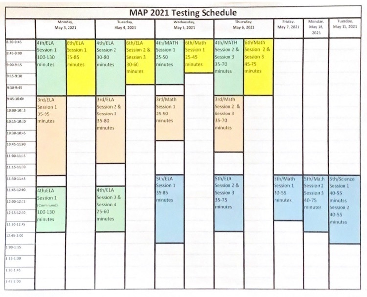 testing schedule 