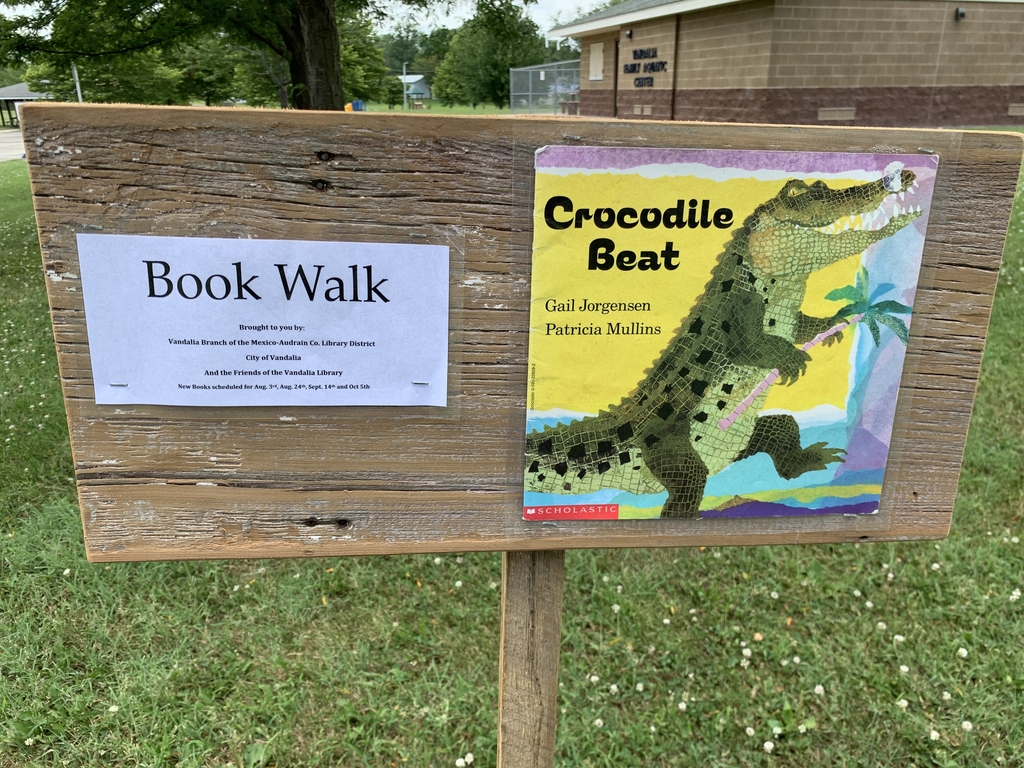 Book walk featuring the book Crocodile Beat. 